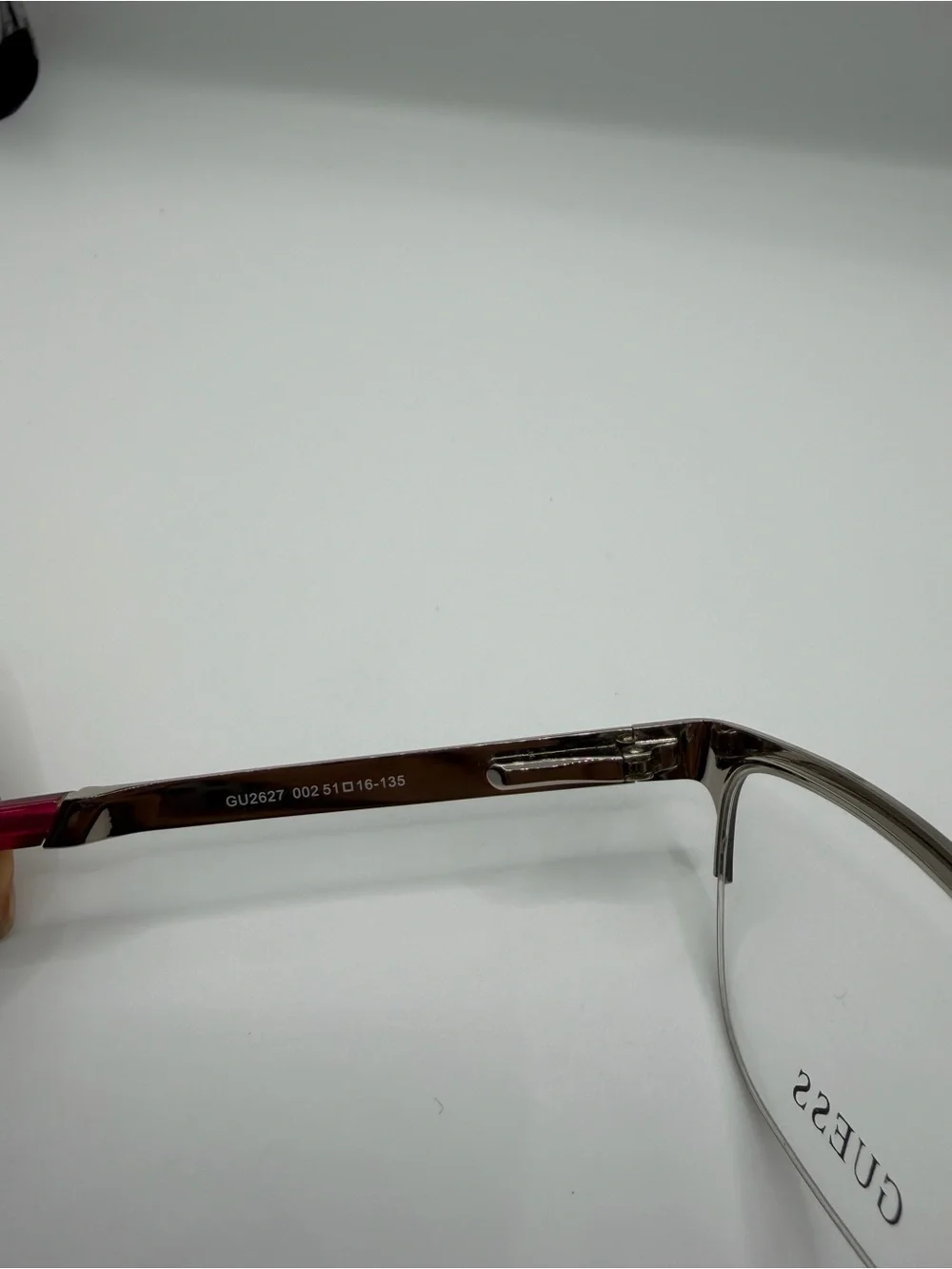 Guess Semi-Rim Petite Fit Eyeglass Frames in Black with Pink Temple Tips